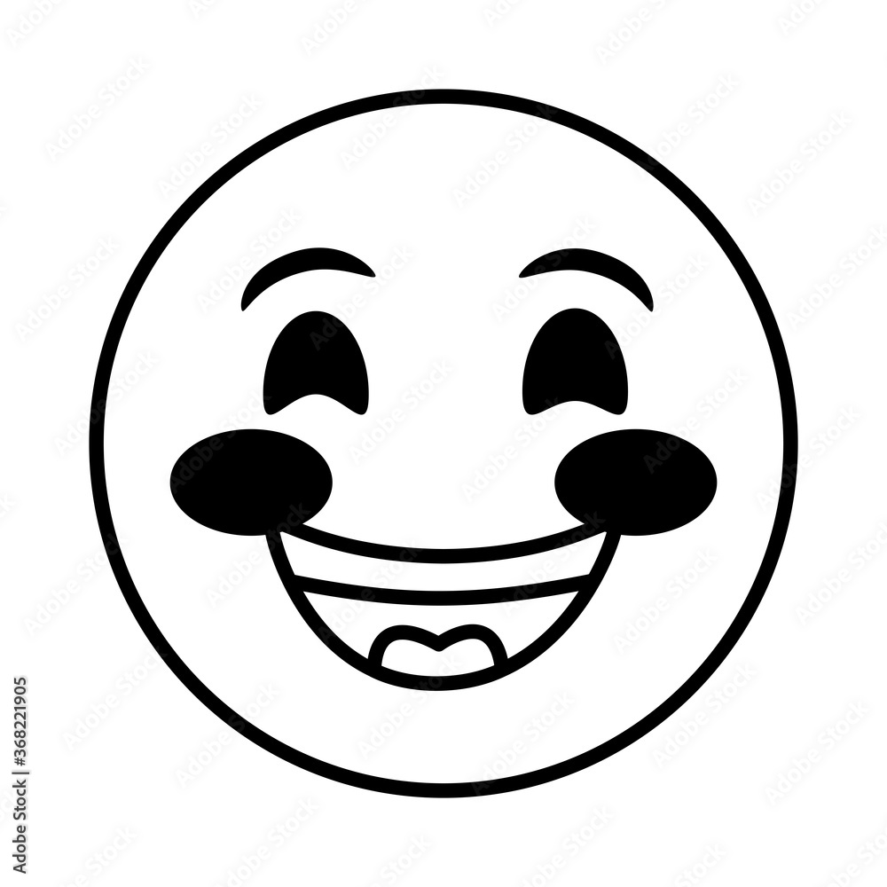 happy emoji face classic line style icon