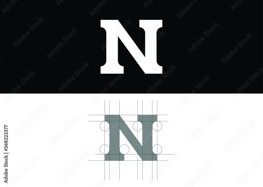 Simple letter N serif logo, icon, symbol,vector. Simple letter N serif logo, icon, symbol,vector.