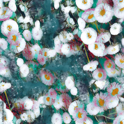 Summer Flowers Seamless Pattern. Watercolor Hand Painted Illustration. Floral...