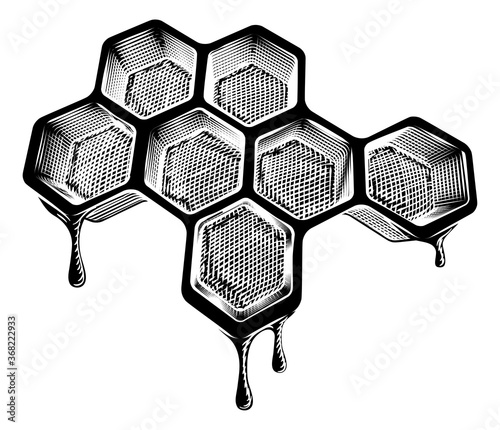 A bee honeycomb dripping wi...