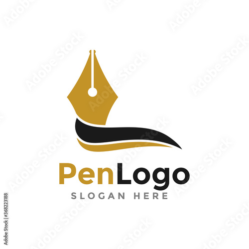 Pen logo vector, icon, symbol, education illustration design template.
