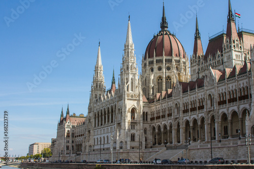 View of the Parliament building in Budapest . Hungary