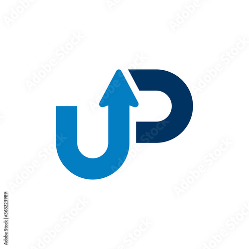 UP Logo Template Design Concept. Letter U and P logo vector with arrow combination.