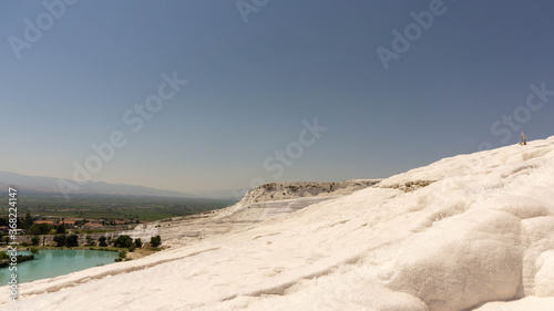 incredibly beautiful white rock in pamukkale, summer