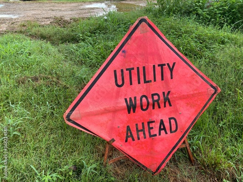 Utility Work Ahead Road Sign