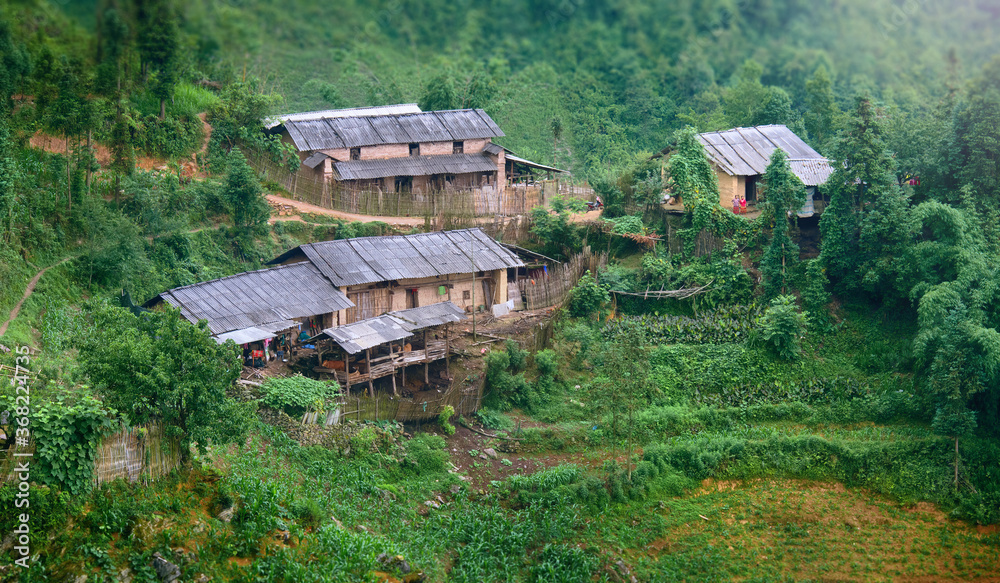 Highland Village in difficult to access areas of North Vietnam on the border with China