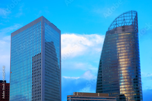 New District in Paris . Skyscrapers in the twilight