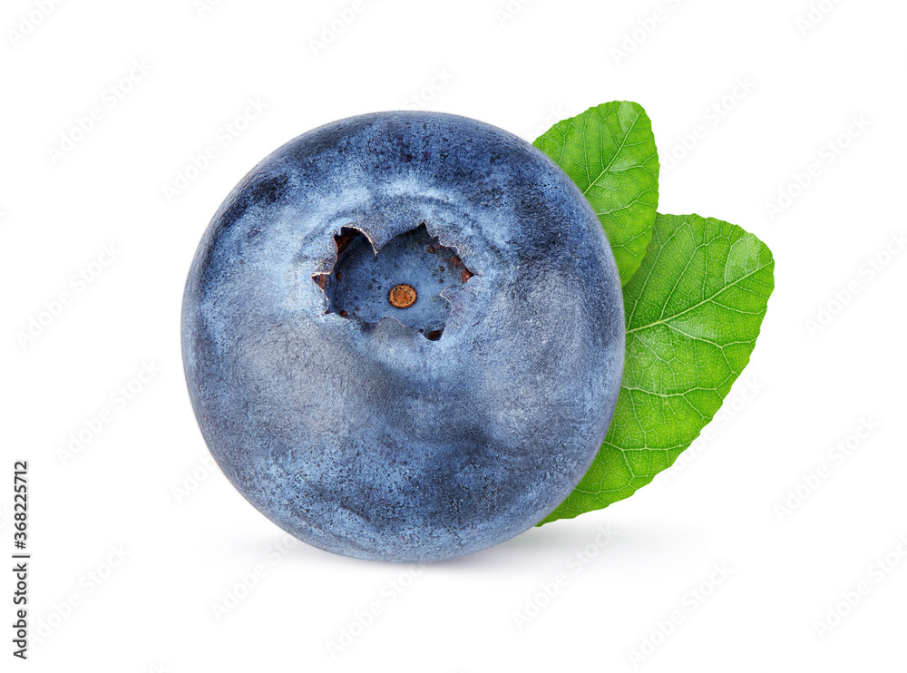 Obraz premium blueberry with leaves isolated on white background