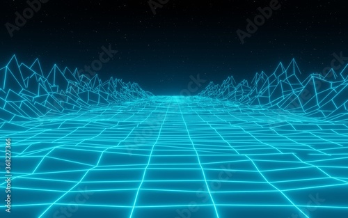 synthwave retro peaks Retro Background 3d render