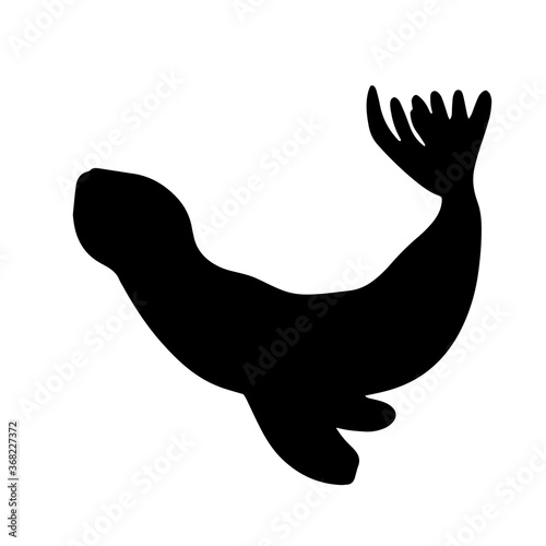 Seal silhouette vector illustration. Sea lion black symbol. Aquarium logo.