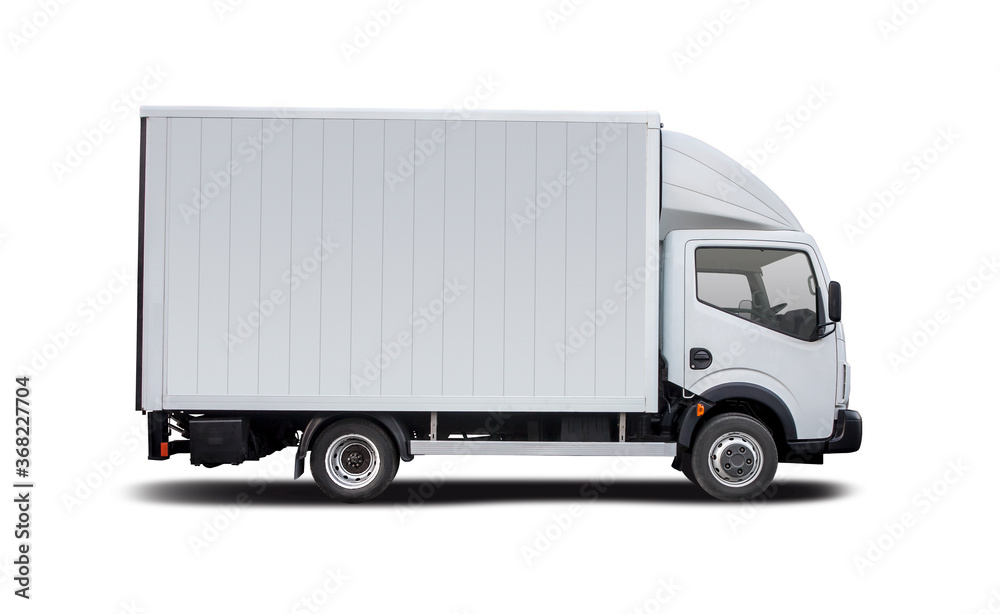 White truck side view isolated on white background	
 - obrazy, fototapety, plakaty 
