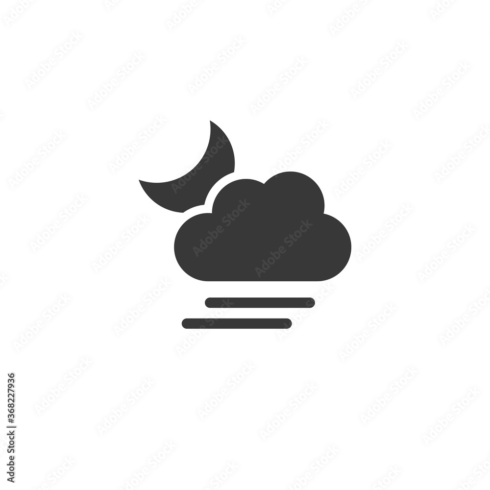 Soft fog, cloud and moon. Icon. Night weather glyph vector illustration Soft fog, cloud and moon. Icon. Night weather glyph vector illustration