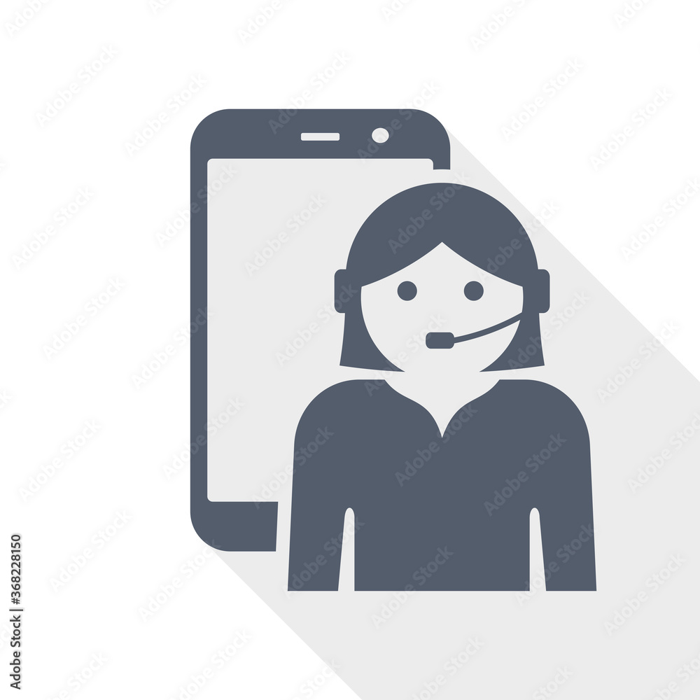Online customer service in smartphone, flat design vector icon Online customer service in smartphone, flat design vector icon