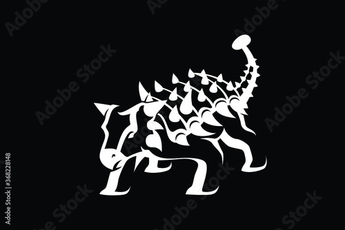 Simple Design Ankylosaurus with Monochrome Stencil photo