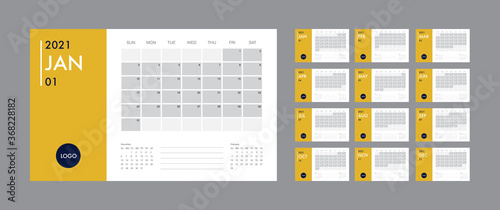 Calendar 2021 template planner vector diary in a minimalist style