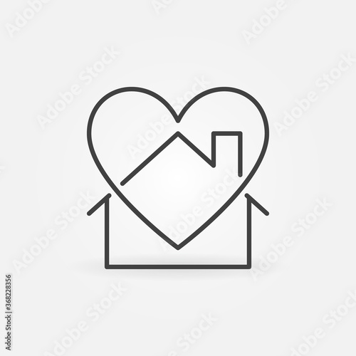 House with Heart line icon. Stay Home linear vector symbol or logo element