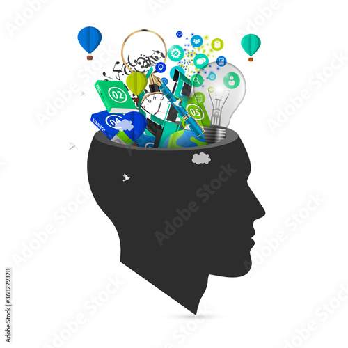 Human brain. Creative mind concept. Genius. Vector