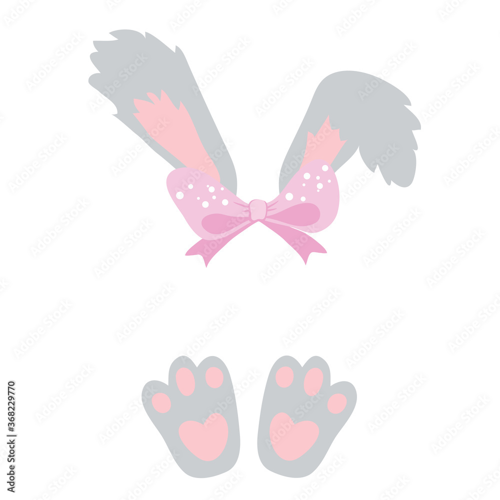 Cute Little Easter Bunny Vector Illustration on White Background Cute Little Easter Bunny Vector Illustration on White Background
