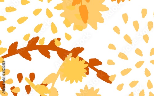 Light Orange vector doodle template with flowers