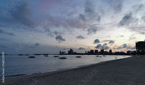 pattaya sun rise at pattaya beach. background for thailand travel and relaxation