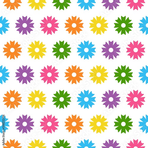 Seamless Pattern of spring and summer flowers. Bright flowers. olorful flowers on white background. Cute floral pattern cartoon decoration.
