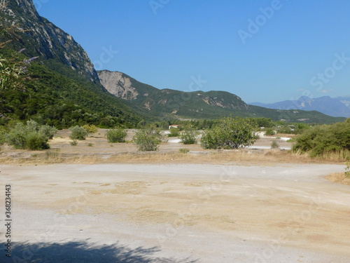 Thermopylae, Greece. View of the battlefield of the famous 480 BC battle from the Kolonos hill where the Greeks made their last stand