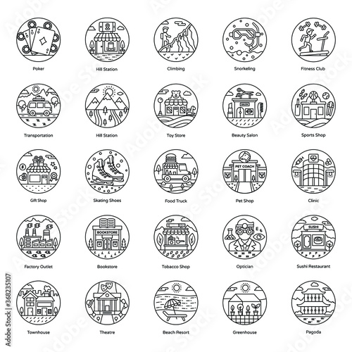  Pack Of Buildings line Icons 