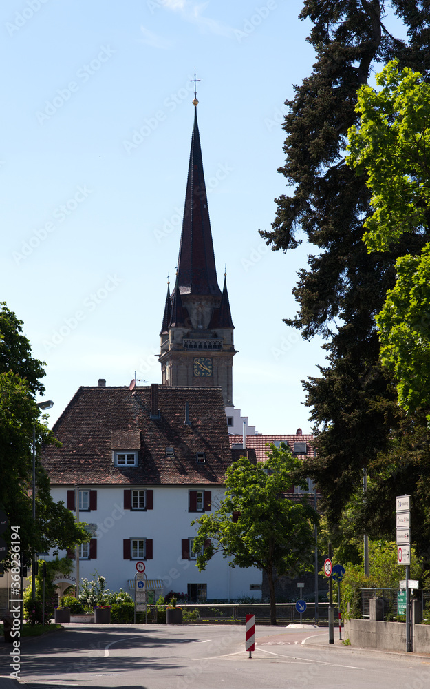 Stadtansicht Radolfzell mit Münster und Stadtbefestigung