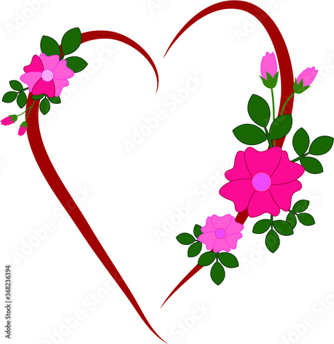 Frame in the shape of a heart, decorated with flowers