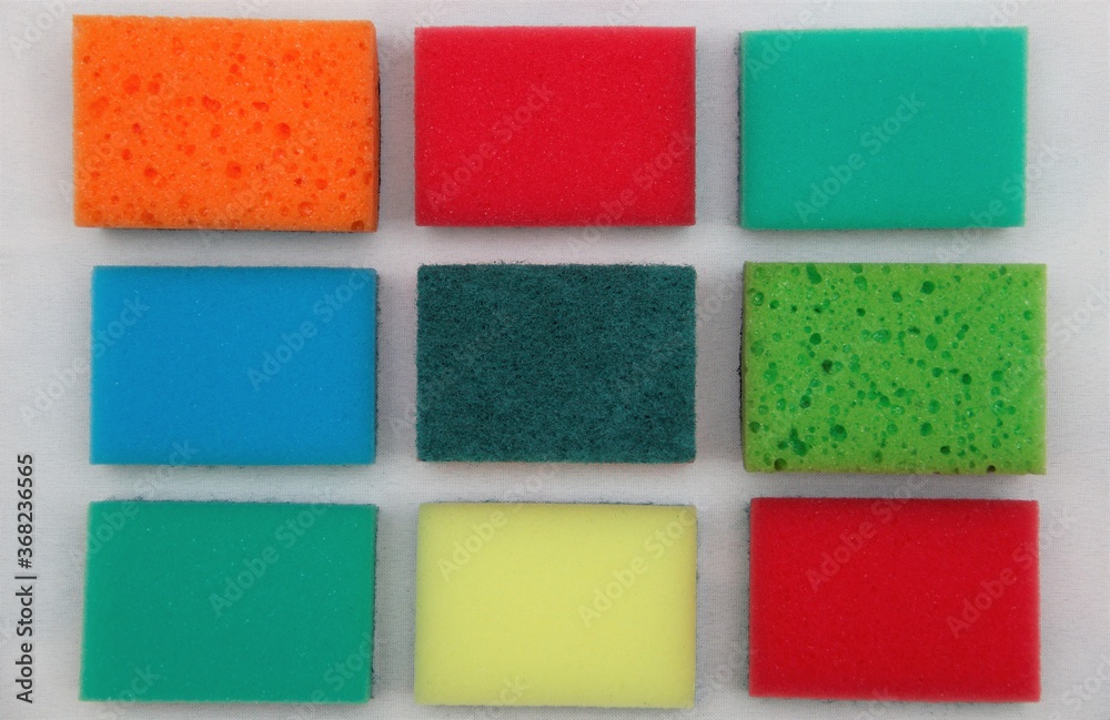 colorful sponges isolated on white background colorful sponges isolated on white background