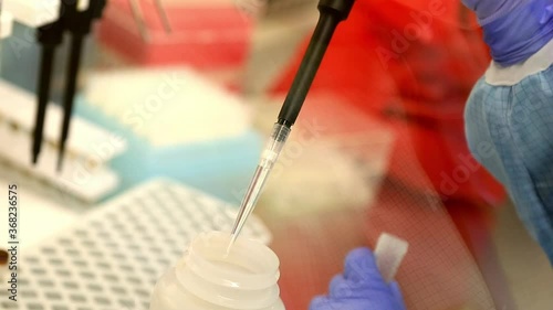 The doctor pours into a test tube the vaccine from Covid-19