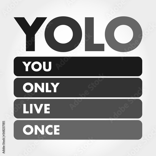 YOLO - You Only Live Once acronym, concept background