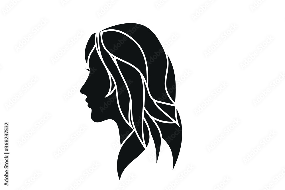 Modern girl icon. profile icon. female face icon vector 