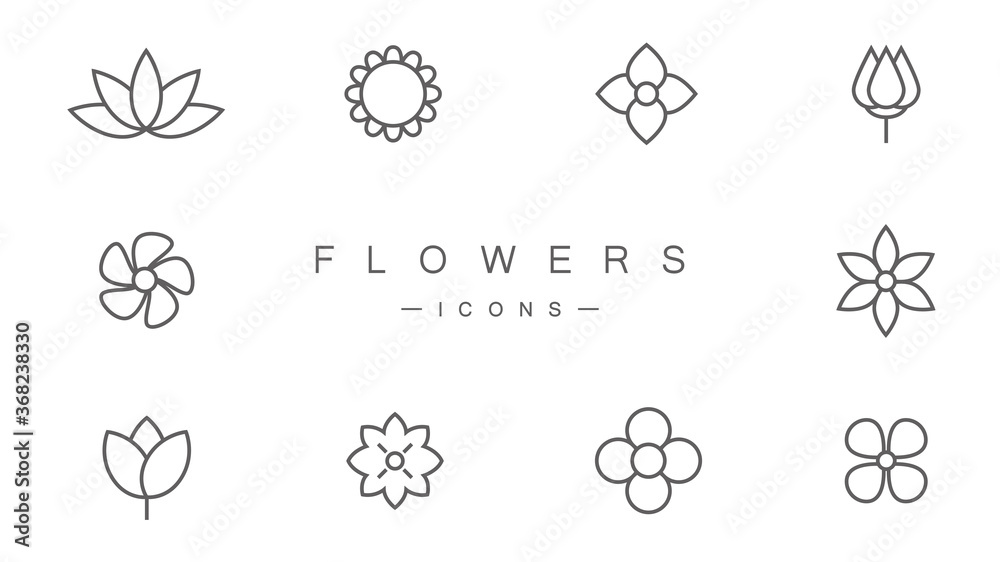 Flower icons set. Vector illustration
