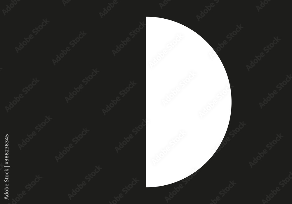 Luna en cuarto menguante sobre fondo negro