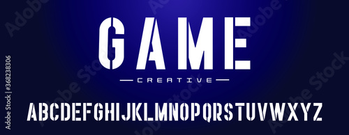 Game font letters for esports. Typography urban style fonts for technology, digital, movie logo design. vector illustration