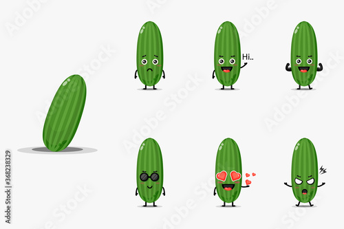 Cute cucumber mascot design set