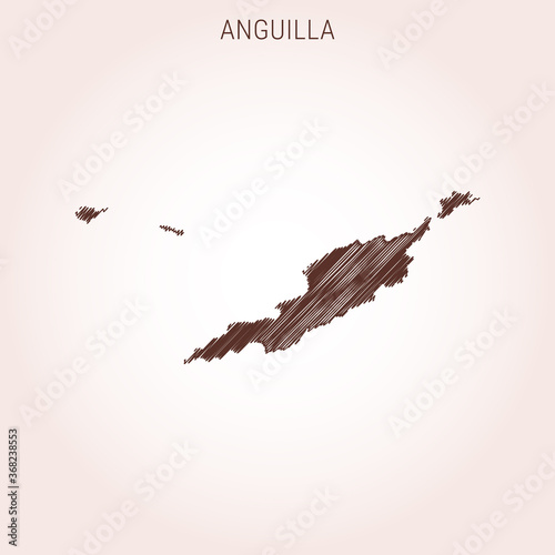 Scribble Map of Anguilla Design Template.