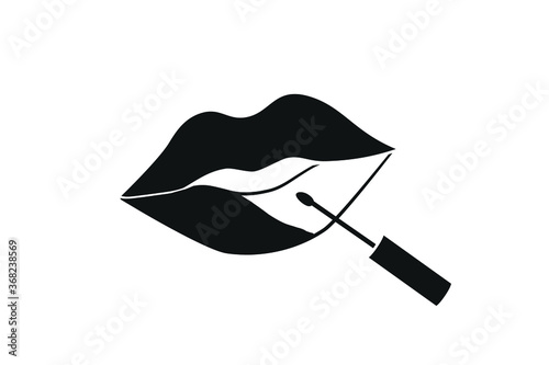 lips with lipstick icon. apply lipstick icon