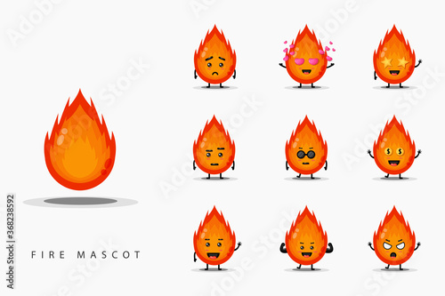 Cute fire mascot set