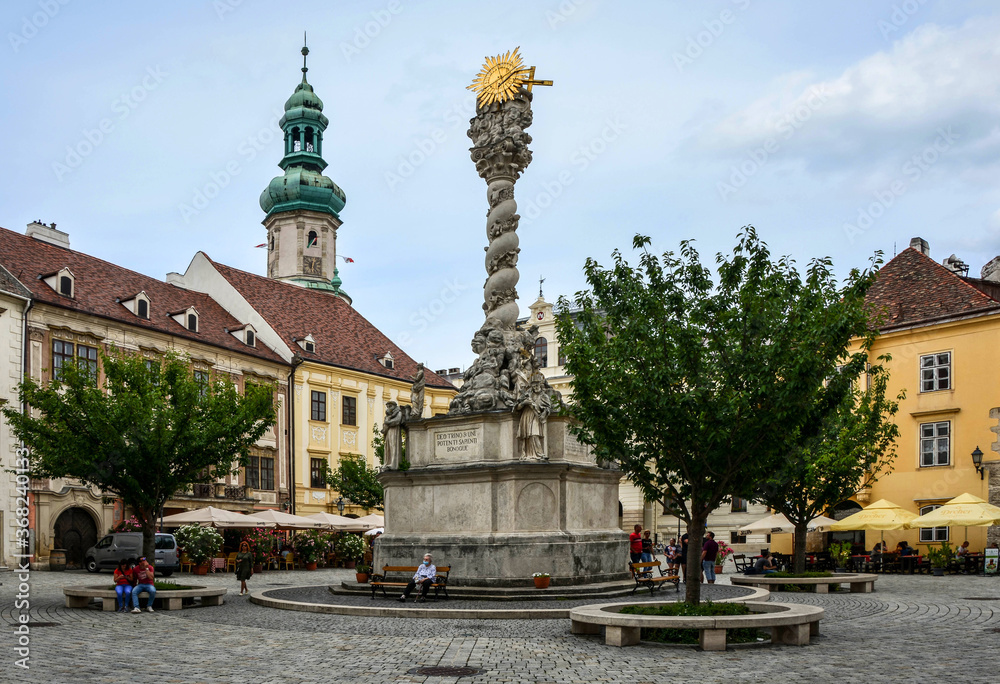 Obraz premium Plague Column in the town of Sopron in the western part of Hungary 