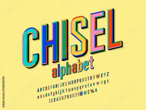 Vector of 3D bold colorful alphabet design