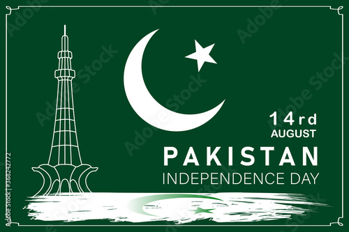 14th August Pakistan Independence Day. Pakistan's independence day 14th of august 1947. Vector illustration.