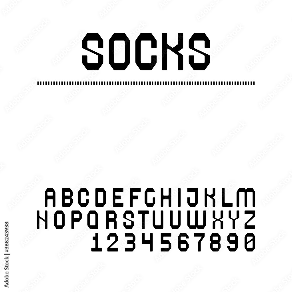 Sans serif font set in uppercase (letters and digits)