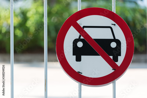 Traffic signs prohibit passing cars. Was installed on a steel door.