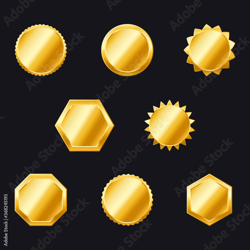 Gold badges. labels and shields vector collection. ornate gold frame collection set. Golden seal
