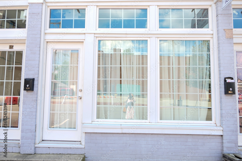 Fototapeta premium curtained windows and door