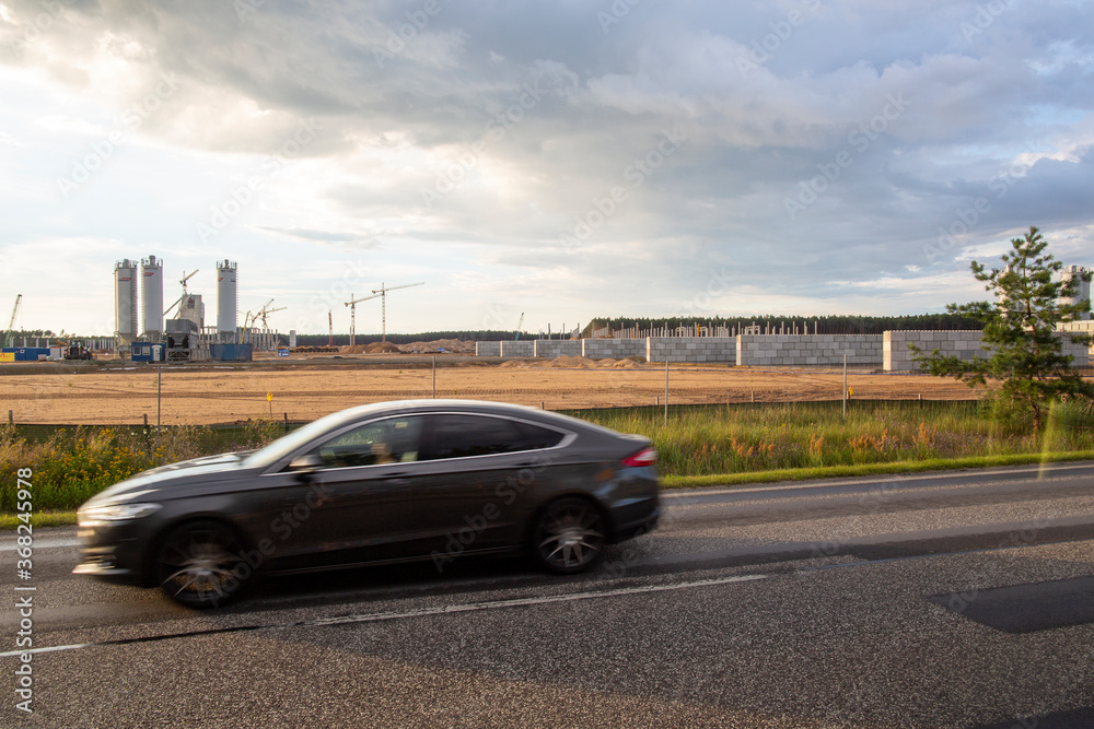 Tesla Gigafactory Baustelle Berlin - Fabrik in Grüneheide in Brandenburg