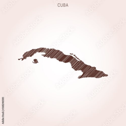 Scribble Map of Cuba Design Template.