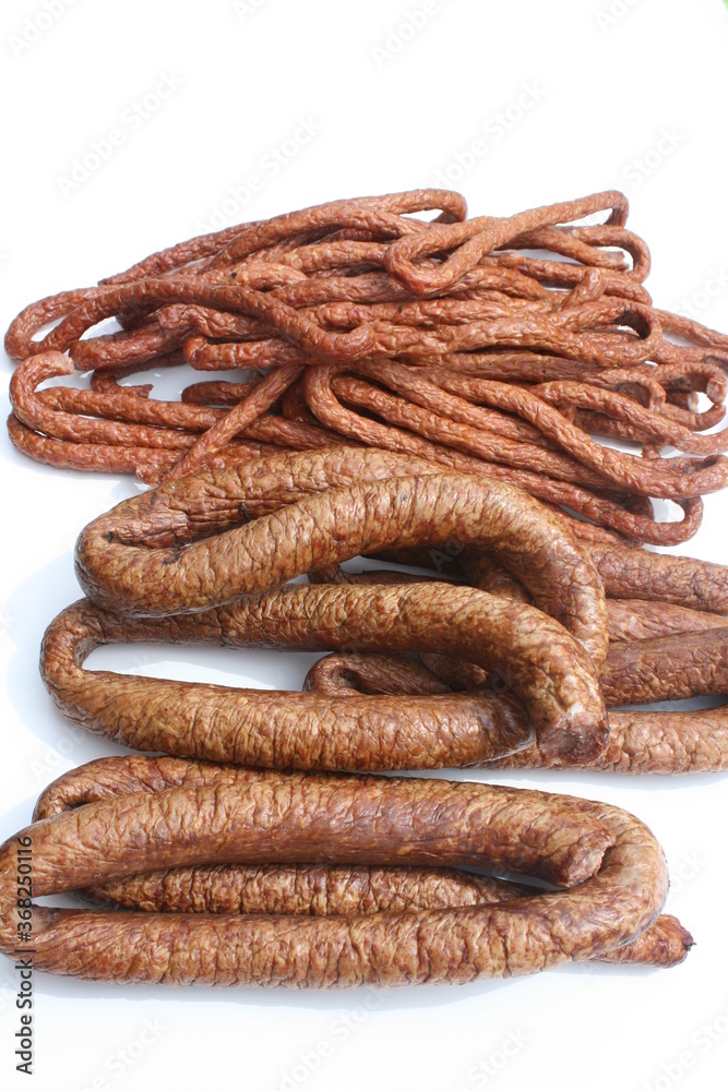 Polnische Wurst. Bauernwurst. Cabanossi. Polnische Wurst. Bauernwurst. Cabanossi.
